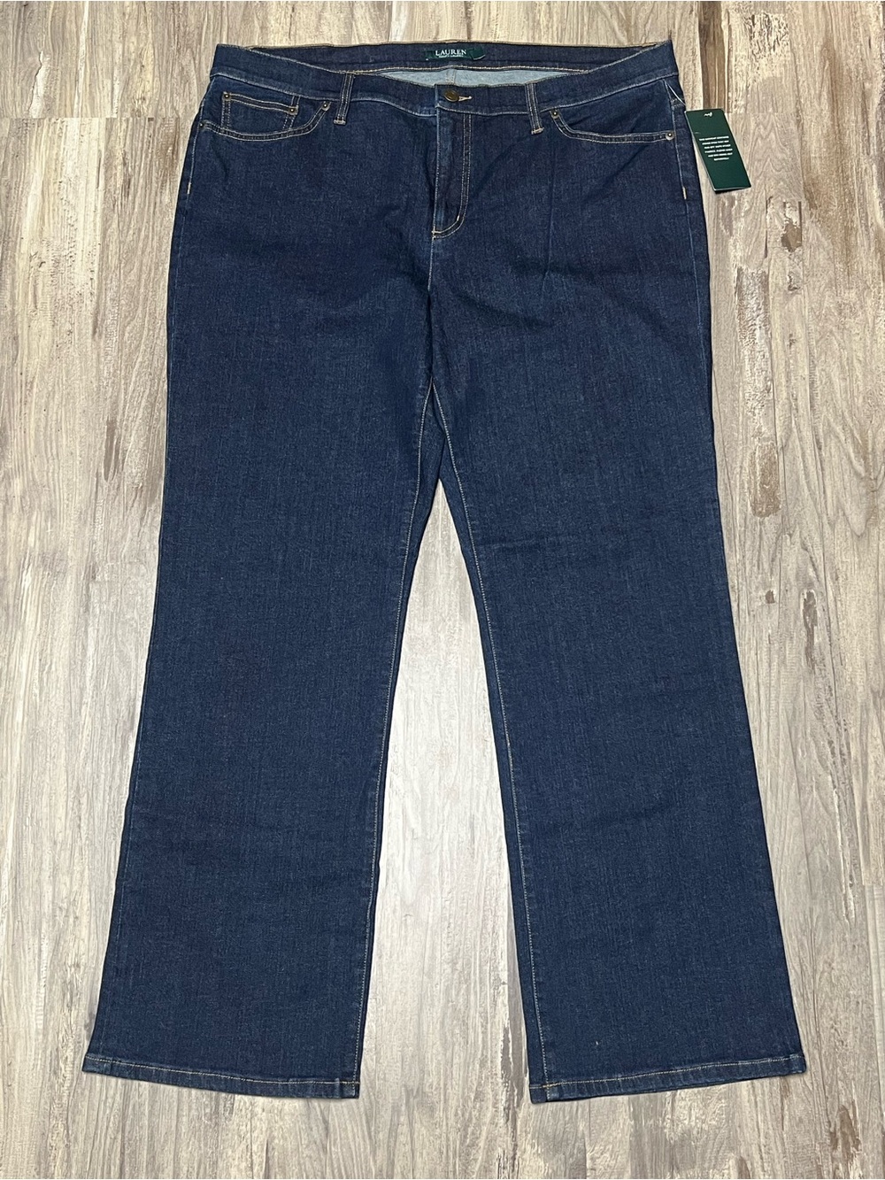NWT Lauren Ralph Lauren Classic Straight Stretch Jeans Size 18 Dark Indigo Wash